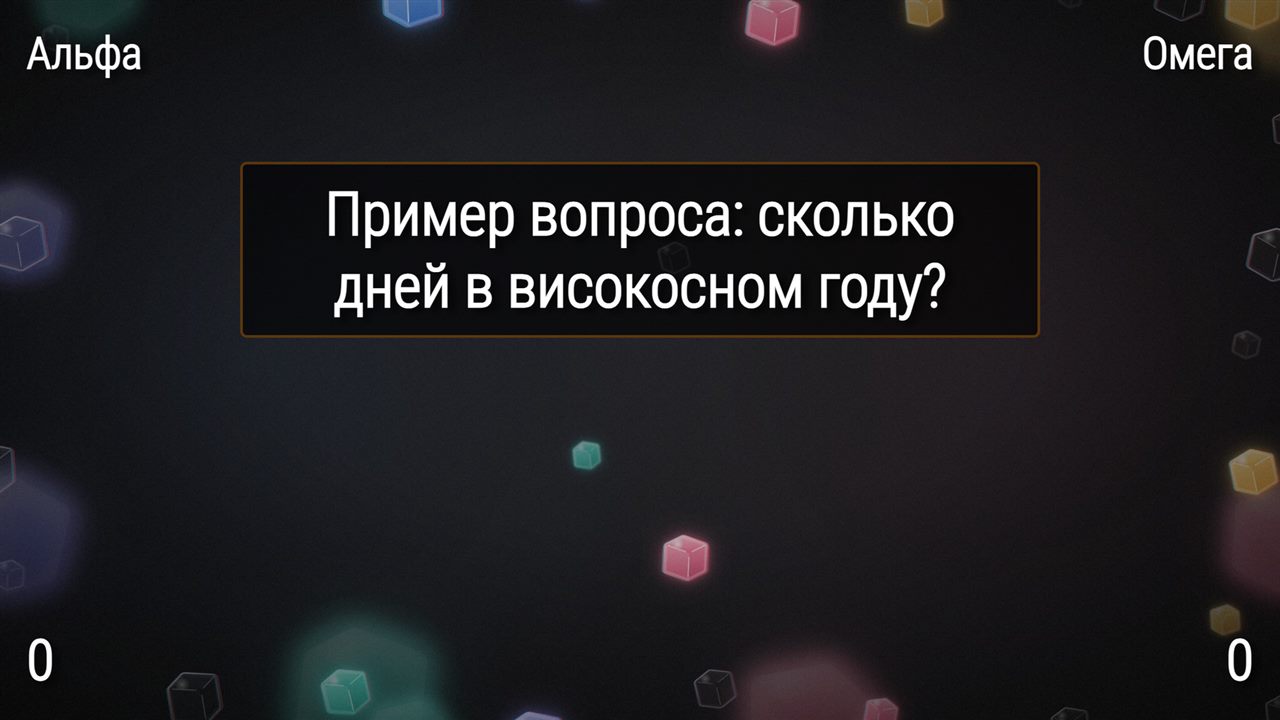 Вопрос на экране: названия команд и счёт по углам